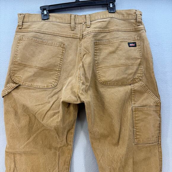 Dickies Work Pants Men's 38x32 Tan Duck Carpenter Straight Leg Work Gear - Picture 3 of 13